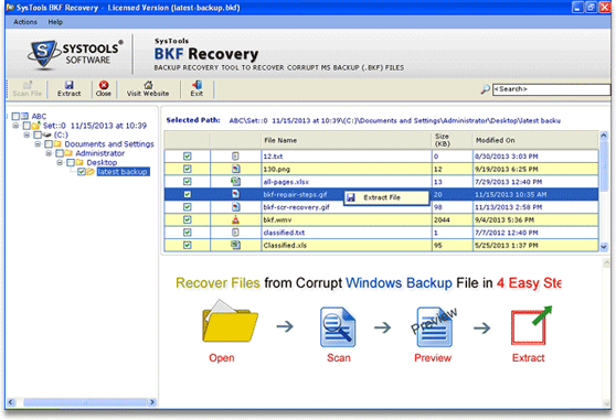 Click to view Repair Corrupt MS Backup 5.8 screenshot